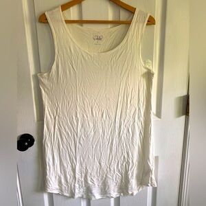 LOGO LAYERS Cream Knit Tank Top L Scoop Neck Sleeveless Basic Layering